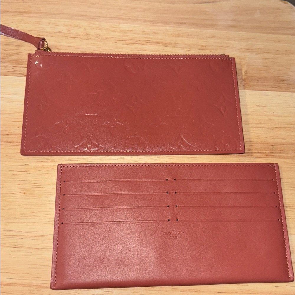 Louis Vuitton rose vernis Leather Wallet and Card Holder Set felicie set